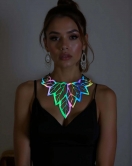 Rainbow Reflektörlü Büyük Yaprak Choker Kolye, Tarz Lazer Kesim Kolye - APFT1417