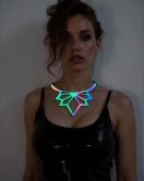 Rainbow Reflektörlü Lotus Choker Kolye, Şık Lazer Kesim Kolye - APFT1416
