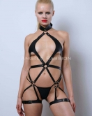 Vegan Deri Harness, Full Body Deri Harness, Erotik Deri İç Giyim - APFT1331