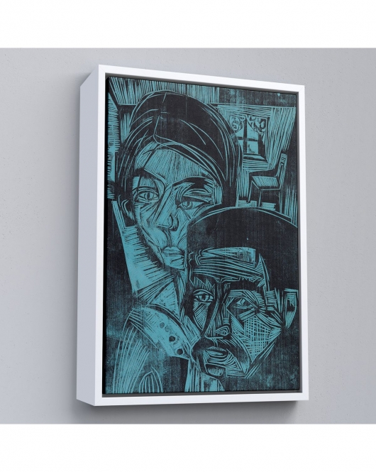 Çerçeveli Ernst Ludwig Kirchner - Kulübedeki Köylü Çift Tablosu-8078
