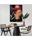 Çerçeveli Sigara İçen Pop Art Kadın Tablosu-7929