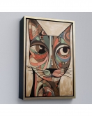 Çerçeveli Desenli Kedi Tablosu-7901