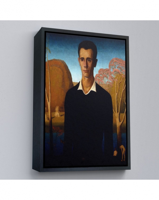 Çerçeveli Grant Wood - Arnold Pyle İki Zayıf Adamla Nehrin Önünde Tablosu-8065