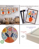 Çerçeveli Minimalist Çiçek Mavi Vazoda Renkli Buket Tablosu-7668