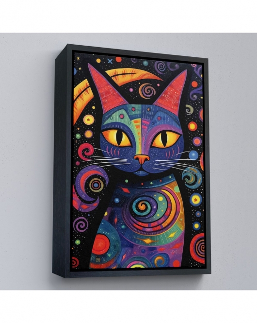 Çerçeveli Pablo Picasso Tarzı - Soyut Renkli Kedi Tablo-7542