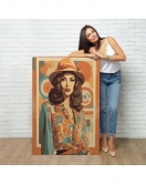 Şapkalı Güzel Retro Kadın Tablosu-8070