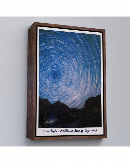 Çerçeveli Vincent Van Gogh - Parlak Yıldızlı Gökyüzü Tablo - Brillant Starry Sky-8049