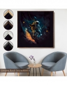 Çerçeveli Uzayda Sallanan Astronot Tablosu-8312