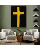 Çerçeveli Sarı Haç Tablosu - Cross-8105