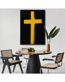 Çerçeveli Sarı Haç Tablosu - Cross-8105