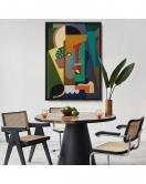 Çerçeveli Auguste Herbin - Kübist Kompozisyon Tablo-8097