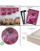 Çerçeveli Sigara İçen Pembe Leopar Tablo-7859