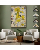 Çerçeveli Jean-Michel Basquiat - Yel Değirmeni Tablosu - Windmill-7383