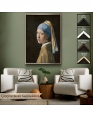 Çerçeveli Johannes Vermeer - İnci Küpeli Kız Tablosu - Girl With A Pearl Earring-7309