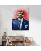 Mustafa Kemal Atatürk'ün Yağlıboya Görünümlü Portre Çizimi Dekoratif Kanvas Tablo-DD-81