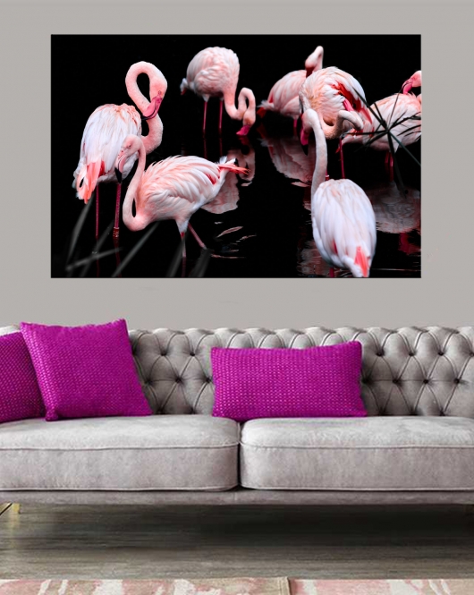 Dekoratif Baskı Flamingo Kanvas Tablo