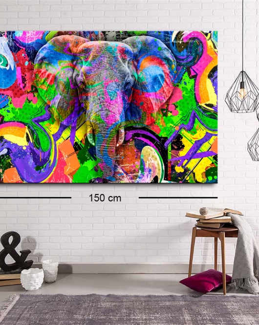 Dekoratif Baskı İllüstrasyon Fil Pop Art Kanvas Tablo