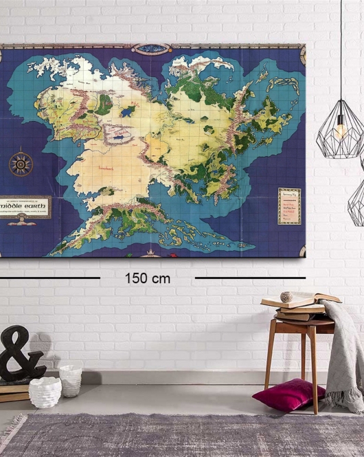 Dekoratif Baskı Middle Earth Harita Kanvas Tablo
