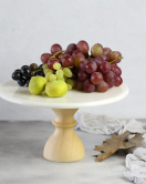 Akayev Mermer 28 Cm Ahşap Barok Ayaklı Beyaz Yuvarlak Sunum Tabağı