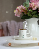 Akayev Mermer 25 Cm Rose Gold Boncuk Ayaklı Beyaz Yuvarlak Sunumluk