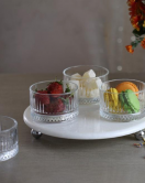 Akayev Mermer Beyaz 25 Cm Gümüş Boncuk Ayak Elysia 4lü Reçellik İkramlık