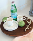 Akayev Ahşap 28 Cm Altın Boncuk Ayaklı Kelebek Sunum Tabağı