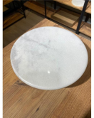 OUTLET Akayev Mermer 25 Cm Ahşap Ayaklı Beyaz Yuvarlak Sunum Tabağı HATALI