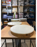 OUTLET Akayev Mermer Beyaz 30 Cm Altın Boncuk Ayaklı Yuvarlak Sunumluk HATALI