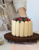 Akayev Ahşap 29 cm Altın Boncuk Ayaklı Sunum Tabağı