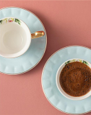 English Home Vanilla New Bone China 4 Parça 2 Kişilik Kahve Fincan Takımı 90 Ml Açık Mavi