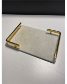 OUTLET Akayev Mermer Beyaz Altın L Dizayn 30x20 cm Tepsi HATALI