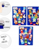 3 Set - 30 Parça ENA Evcil , Vahşi Hayvanlar ve Aile Bireyleri Parmak Kukla T772 T782 T752