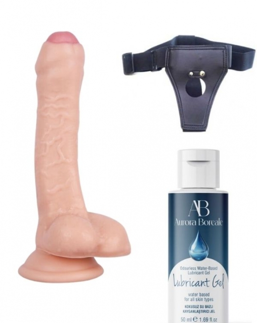 Belden Bağlamalı Kayganlaştırıcı Set Noctis 18cm Realistik Dildo No:100