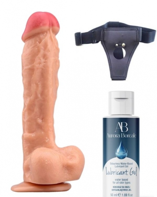 Belden Bağlamalı Kayganlaştırıcı Set Noctis 23cm Realistik Dildo No:22