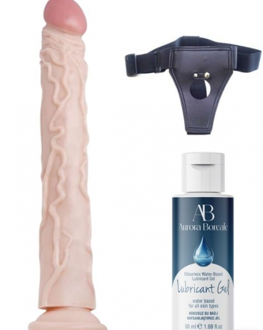 Belden Bağlamalı Kayganlaştırıcı Set Noctis 34,5cm Realistik Dildo No:7
