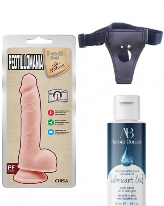 Belden Bağlamalı Kayganlaştırıcı Set Peotillomania 19.5cm Gerçekçi Dildo