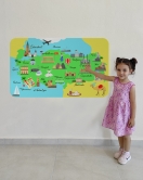 Eğitici ve Öğretici Cocuk Odası Türkiye Haritası Duvar Sticker-60x105-3876