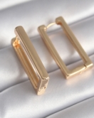 Pirinç Gold Renk Dikdörtgen Model Kadın Küpe