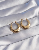 316L Çelik Gold Renk Kıvrımlı Görünüm Geometrik Model Küpe