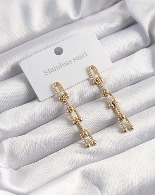 316L Çelik Altın Renk Sallantılı Model Küpe