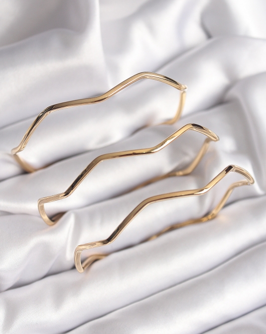 316L Çelik Gold Renk 65 mm Zikzak Model Ajda Bilezik