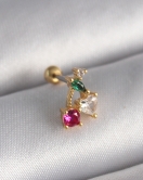 316L Çelik Gold Renk Zirkon Taşlı Kiraz Tragus Piercing