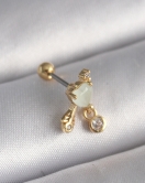 316L Çelik Gold Renk Beyaz Mineli Kalp Sallantı Zirkon Taşlı Tragus Piercing