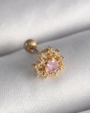 316L Çelik Gold Renk Zirkon Taşlı Kalp Tragus Piercing