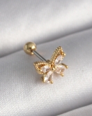 316L Çelik Gold Renk Zirkon Taşlı Kelebek Tragus Piercing