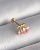 316L Çelik Gold Renk Pembe Zirkon Taşlı Kalp Tragus Piercing