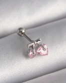 316L Çelik Gümüş Renk Pembe Zirkon Taşlı Kalp Tragus Piercing