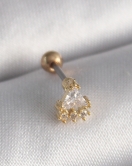 316L Çelik Gold Renk Üçgen Zirkon Taşlı Tragus Piercing