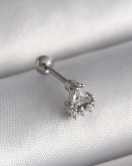 316L Çelik Gümüş Renk Üçgen Zirkon Taşlı Tragus Piercing