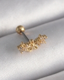 316L Çelik Gold Renk Zirkon Taşlı Çiçek Tragus Piercing